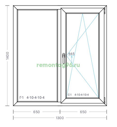 Окно пластиковое 1300х1400 Proplex Litex