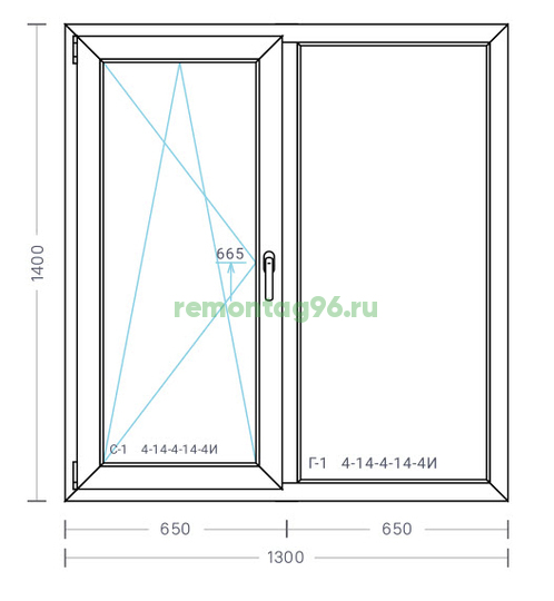 Окно пластиковое 1300х1400 Exprof Profecta 70mm