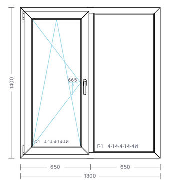 Окно пластиковое 1300х1400 Exprof Profecta 70mm