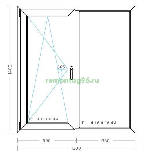 Окно пластиковое 1300х1400 Exprof Experta 70mm