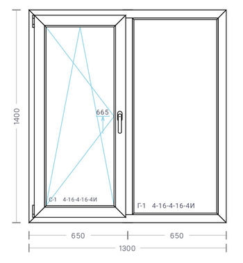 Окно пластиковое 1300х1400 Exprof Experta 70mm