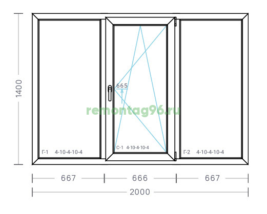 Окно пластиковое 2000x1400 Exprof Profecta 70mm