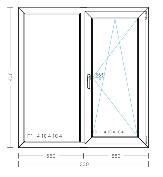 Окно пластиковое 1300х1400 Proplex Litex