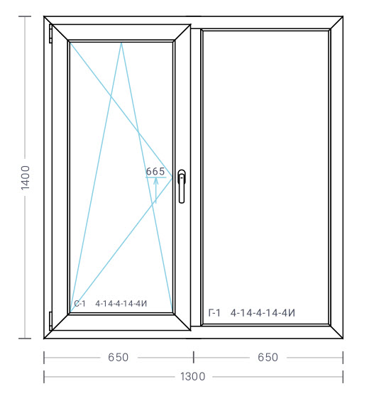 Окно пластиковое 1300х1400 Exprof Profecta 70mm