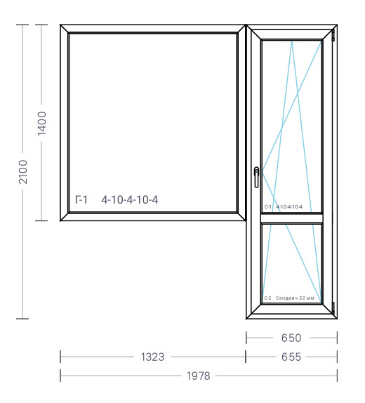 Блок балконный 1978x2100 Exprof Profecta 70mm